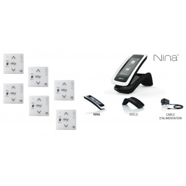 Lot de 6 Commandes Filaire avec récepteur io & 1Télécommande somfy Nina Group io Lot de 6 Commandes Filaire avec récepteur io & 1Télécommande somfy Nina Group io